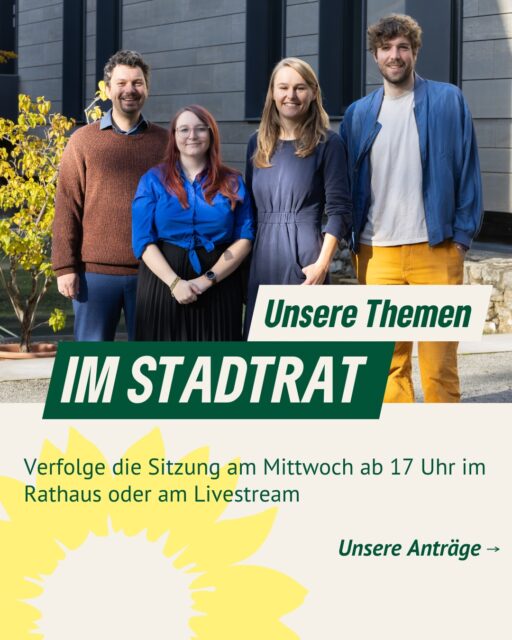 🏛️ Heute letzter Stadtrat des Jahres und wir bringen nochmal starke grüne Themen ein!

🌱 Gemeinschaftsgärten erhalten Orte der Begegnung, der Integration und des Miteinanders dürfen nicht an überhöhten Pachten scheitern. Wir setzen uns dafür ein, dass sie bezahlbar bleiben.

☀️ Hitzeschutz in Kitas umsetzen Klimaanpassung beginnt bei den Kleinsten. Wir fordern kurzfristige Maßnahmen wie Beschattung, Wasserspiele und Begrünung sowie verbindliche Standards für Neubauten.

🏗️ Keine Spekulation mit Bauland Wohnen ist kein Spekulationsobjekt. Wir wollen Baulücken gezielt aktivieren und konsequent gegen Leerstand vorgehen. Für bezahlbaren Wohnraum in Erfurt.

📌 Und heute Abend geht’s in die Haushaltsdebatte: Unsere Schwerpunkte dafür findet ihr auf der letzten Folie – klickt euch durch!

Hinweis: Bilder sind symbolisch und KI-generiert

#Erfurt #Stadtrat #GrüneErfurt #Gemeinschaftsgärten #Hitzeschutz #Bauland #Wohnraum #Haushalt2026