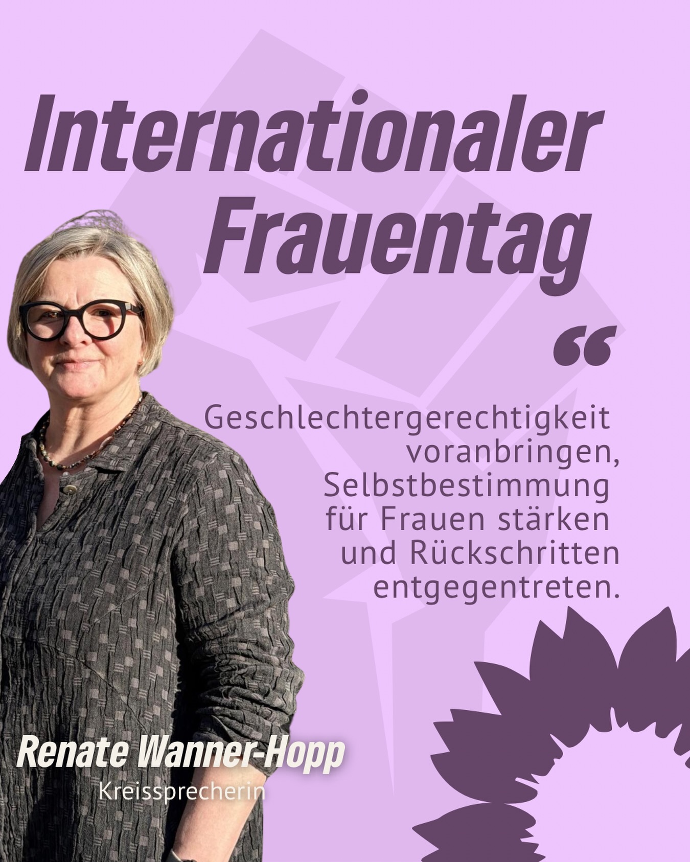 Heute am Internationalen Frauentag 💜 setzen wir ein Zeichen für Gleichberechtigung, Selbstbestimmung und Solidarität.🎗️

Geschlechtergerechtigkeit bedeutet, Chancen zu schaffen, Stimmen zu stärken und Rückschritte nicht hinzunehmen. Gemeinsam arbeiten wir daran, dass Frauen überall frei und selbstbestimmt leben können.🌍

#erfurt #grüneerfurt #frauentag #feminism #feministischerkampftag