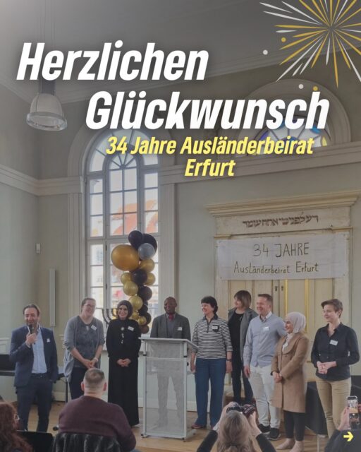 Herzlichen Glückwunsch an den Ausländerbeirat 

Der @auslaenderbeirat.erfurt ist wichtiger Akteur in der Stadt als Interessensvertretung der Migrant*innen in Erfurt, gegen Diskriminierung und Ausgrenzung und für eine vielfältige Stadt. 

Wir freuen uns auf die weitere Zusammenarbeit!

#erfurt #grüneerfurt #ausländerbeirat #stadterfurt