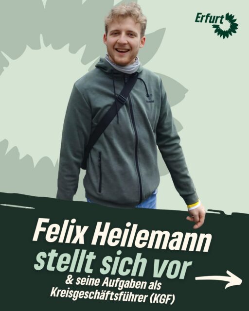 📣 Wer organisiert eigentlich die Abläufe hinter unserem Kreisverband?
Heute stellt sich Felix vor – und gibt einen Einblick in seine Aufgaben als Kreisgeschäftsführer (KGF):

💚 Organisation & Unterstützung des Kreisvorstands
💚 Vorbereitung und Begleitung von Vorstandssitzungen, Mitgliederversammlungen & Terminen
💚 Büro- und Kommunikationsmanagement in der Geschäftsstelle
💚 Ansprechpartner für Mitglieder & Unterstützung interner Abläufe
💚 Politische Koordination und Vernetzung mit Fraktion & Landesgeschäftsstelle

Seit 2022 bei den Grünen aktiv – mit Interesse an Nachhaltigkeit, Energiewende und immer mit Blick auf gute Zusammenarbeit vor Ort. 🌻

Danke für deinen Einsatz, Felix!

#erfurt #grüneerfurt #kreisgeschäftsführer #grüne #kommunalpolitik