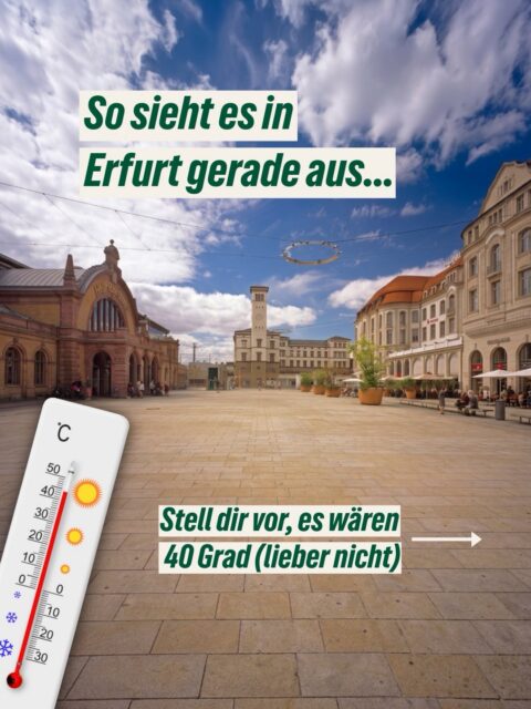 So könnte Erfurt aussehen swipe➡️ 🌱⛲️

Grün für alle - Kühl für alle 💚🌻

#erfurt #grüneerfurt #hitzeschutz #grünfürallekühlfüralle #grünwirkt