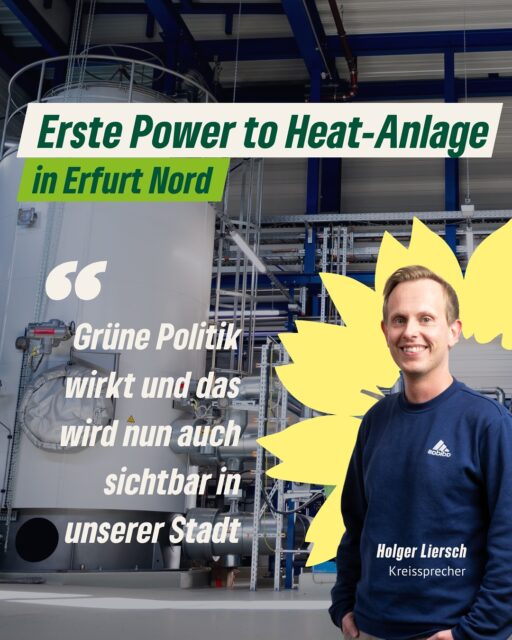 Was passiert, wenn Windräder zu viel Strom liefern?
In Erfurt ab sofort etwas Sinnvolles!
Aus überschüssigem Ökostrom wird Wärme für tausende Haushalte. Möglich macht das eine neue Power-to-Heat-Anlage. Ein riesiger elektrischer Wasserkocher im Erfurter Norden. Er verwandelt sauberen Strom in heiße Fernwärme für unsere Stadt
Damit beginnt ein neues Kapitel in der Energieversorgung
✅ Aus günstigem Windstrom wird klimafreundliche Fernwärme
✅ Die Wärmepreise für Haushalte können gedämpft werden
✅ Das Stromnetz wird entlastet statt Windräder abzuschalten
✅ Und wir werden unabhängiger von fossilem Erdgas
Ein starkes Projekt mit den Stadtwerken, 50Hertz und einem klaren Ziel: Saubere, bezahlbare Energie aus der Region.