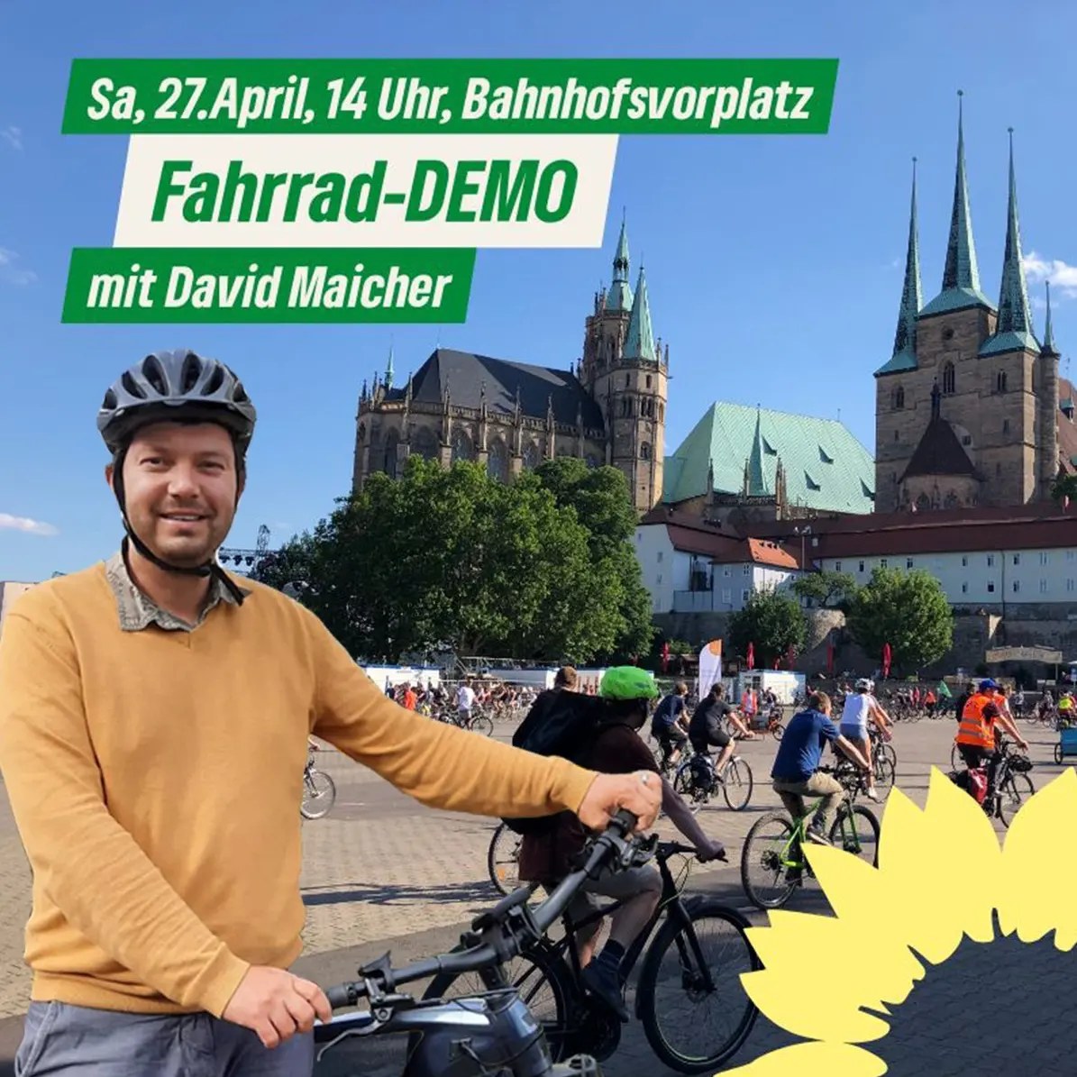 GRÜNER Terminhinweis Fahrrad Demo mit David Maicher am 27. April