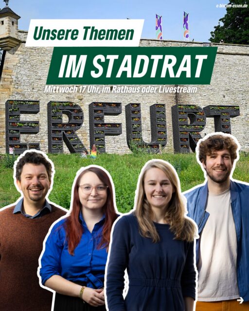 Heute wird ab 17 Uhr im Erfurter Rathaus wieder über wichtige Themen für unsere Stadt diskutiert. Mit dabei sind mehrere Initiativen von uns, mit denen wir konkrete Verbesserungen für Erfurt anstoßen wollen:

❕Gesundheitskiosk stärken – für bessere, niedrigschwellige Gesundheitsversorgung direkt vor Ort.
❕Faire Hundesteuerregelung – Entlastung für verantwortungsvolle Halter mit Hundeführerschein.
❕Mehr Sicherheit zu Silvester – klare Regeln für Böller in sensiblen Bereichen und neue Alternativen prüfen.

Dafür setzen wir uns im Stadtrat ein. Für ein Erfurt, das soziale Gerechtigkeit stärkt und Lebensqualität für alle schafft. 💚

#erfurt #grüneerfurt #stadtrat #kommunalpolitik