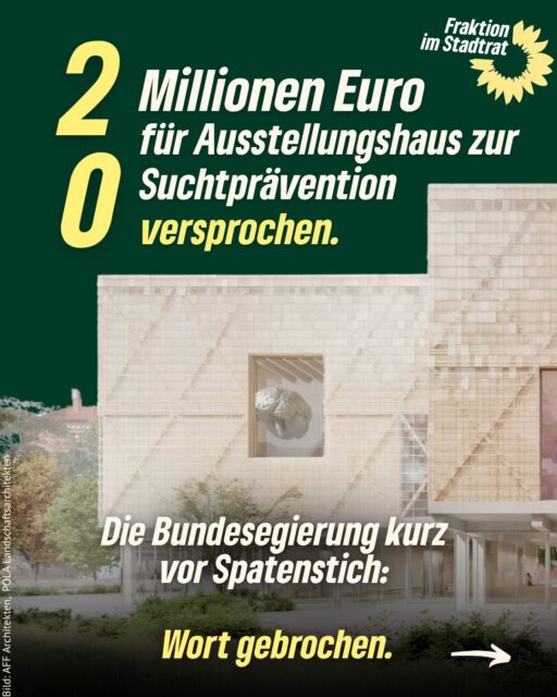 20 Millionen Euro versprochen. Versprechen kurz vor Spatenstich gebrochen.🪏❌

Das Aufklärungs- und Bildungszentrum “Welt der Versuchungen” auf dem Huttenplatz sollte bundesweit einzigartige Suchtprävention für junge Menschen ermöglichen. Nach jahrelanger Planung, nach klaren Zusagen – zieht das Bundesgesundheitsministerium jetzt die Förderung zurück.

“Wir können und werden das nicht hinnehmen” ~ Jasper Robeck, Fraktionsvorsitzender von Bündnis 90/Die Grünen im Stadtrat Erfurt💚

Ein gebrochenes Versprechen auf Kosten der Prävention – auf Kosten unserer Jugend. Wir fordern: Der Bund muss zu seinem Wort stehen und die zugesagten Mittel bereitstellen.

#erfurt #grüneerfurt #grüneimstadtrat #bildungszentrum #weltderversuchungen