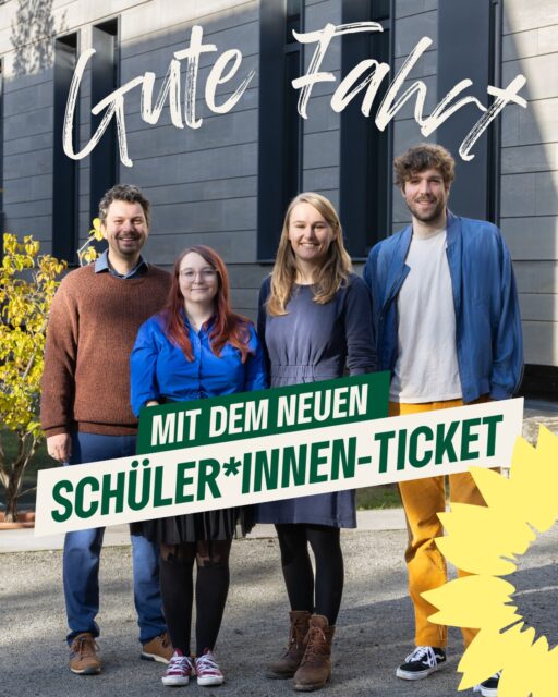 🎉 Startschuss für das Erfurter Schüler*innen-Ticket!
Ab heute gilt: Erfurter Schulkinder fahren mit dem Deutschlandticket für nur 33 Euro im Monat – dank unserem erfolgreichen Stadtratsbeschluss und einem städtischen Zuschuss von 25 Euro.
Damit wird der Zugang zum Nahverkehr für Kinder einfacher und bezahlbarer. Ein klarer Schritt hin zu mehr sozialer Gerechtigkeit, Klimaschutz und selbstständiger Mobilität für junge Menschen in unserer Stadt. 💚
#GüneErfurt #Schüler*innenticket #GrüneVerkehrswende #ErfurtBewegtSich