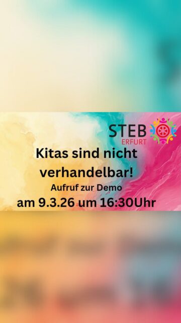 Kitas sind keine Verhandlungsmasse.
Kinder, Familien und pädagogische Fachkräfte verdienen Verlässlichkeit, Respekt und gute Bedingungen. ✊

📢 Komm zur Demo!
🗓 9.3.26
⏰ 16:30 Uhr

Gemeinsam zeigen wir: Frühkindliche Bildung ist unverzichtbar. 💛

#erfurt #demo #grüneerfurt #kitas #kindergarten